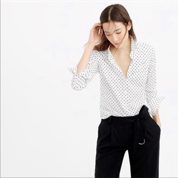 J.Crew Blue and white polkadot top - Picture 6 of 8